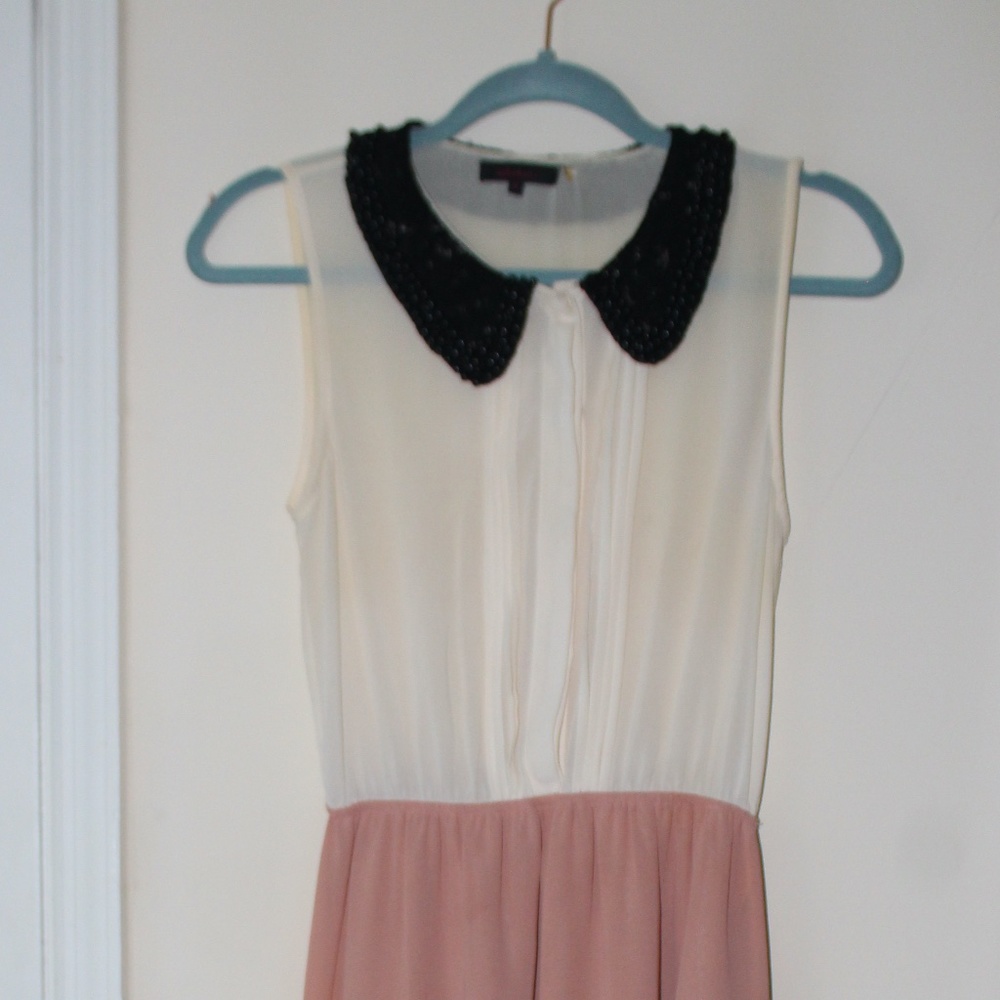 Lace Peter-pan Collared High Low Dress